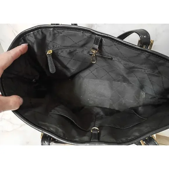 MICHAEL Jet Set Black Patent Leather Embossed Tote - EUC - Picture 6 of 7